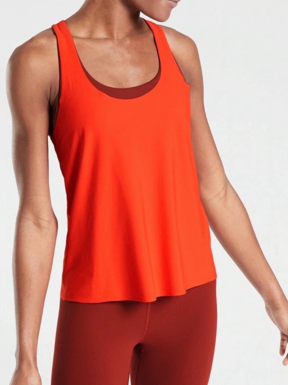 Athleta Ultimate 2 in 1 Support Top in Vermillion / Russet Brown